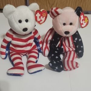 Ty Beanie Babies Liberty And Spangle Red White And Blue Patriotic Bears